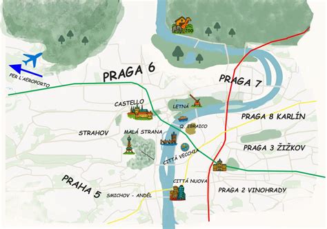 Mappa di Praga con indicazione della clinica Gynem