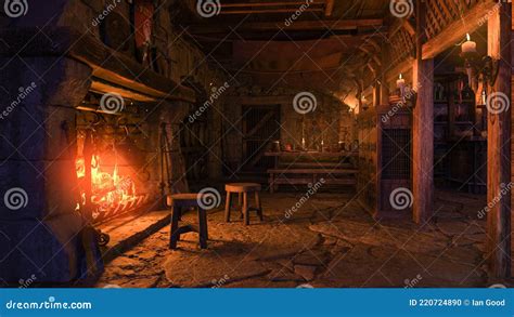Illustrazione di una taverna medievale