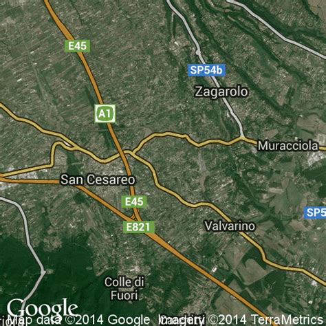 Mappa di San Cesareo con evidenziata Via della Resistenza e le vie limitrofe.