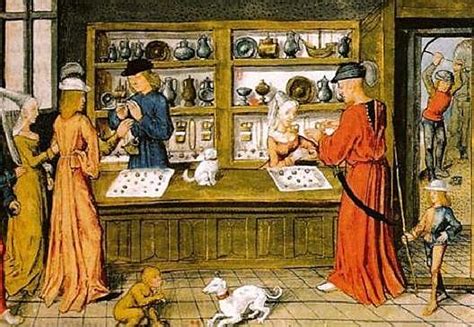 Illustrazione di un artigiano al lavoro nel Rinascimento