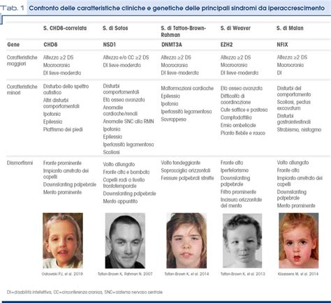 Infografica che illustra le possibili caratteristiche facciali associate a sindromi da anomalie cromosomiche.