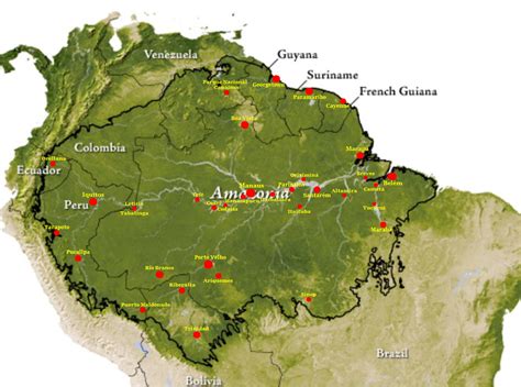 Mappa dell'Amazzonia con evidenziate le aree delle tribù indigene