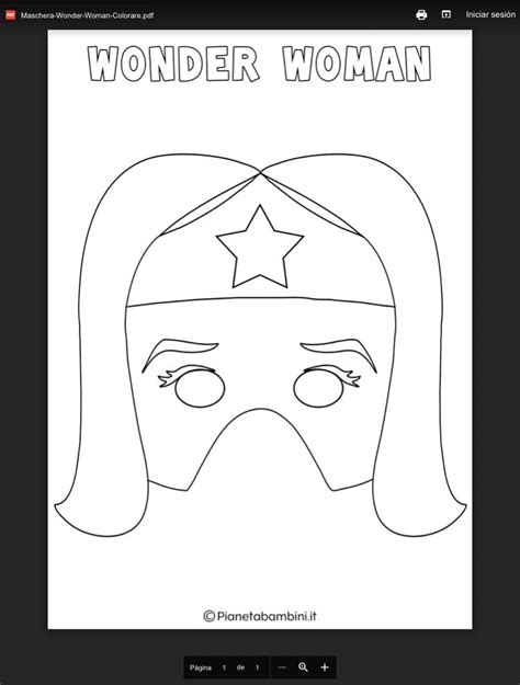 maschera di Wonder Woman da colorare