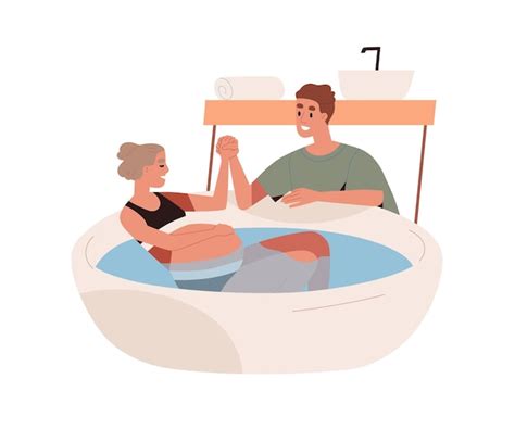 Donna incinta in una vasca da parto