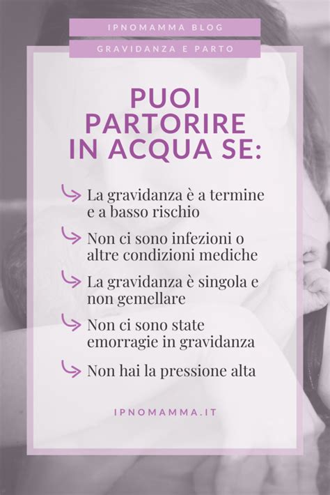 Infografica sui criteri di esclusione per il parto in acqua