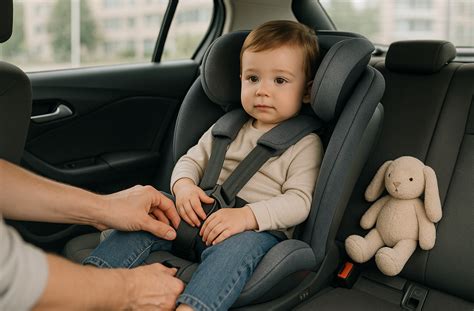 Bambino seduto correttamente in un seggiolino auto