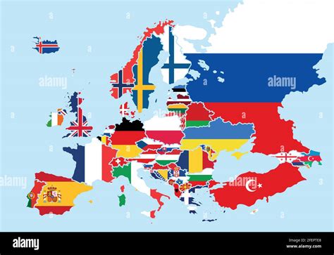 Mappa dell'Europa con evidenziate le bandiere UE