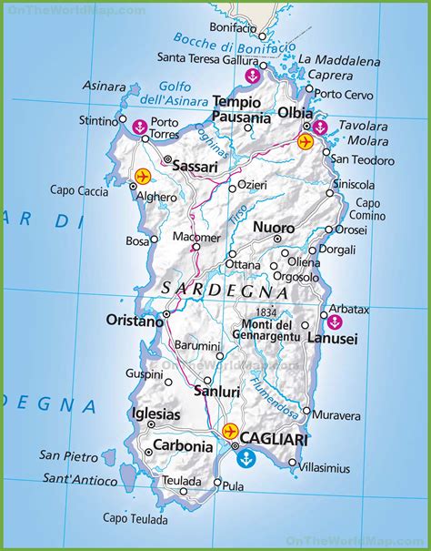 Mappa della Sardegna nord-occidentale