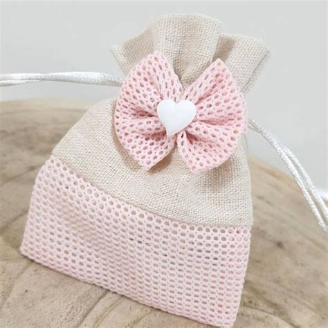 sacchetti portaconfetti decorati per battesimo bimba