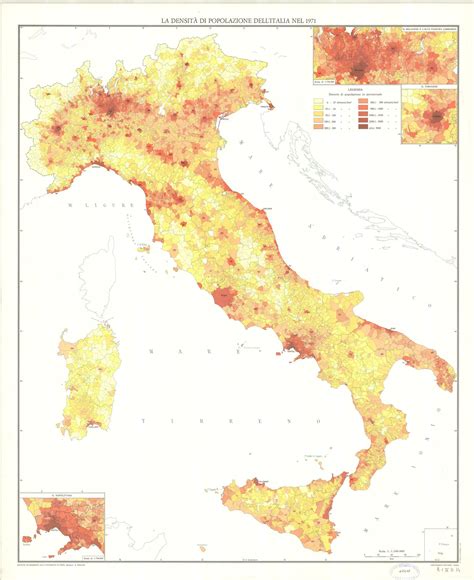 Mappa dell'Africa con indicazione delle densità di popolazione