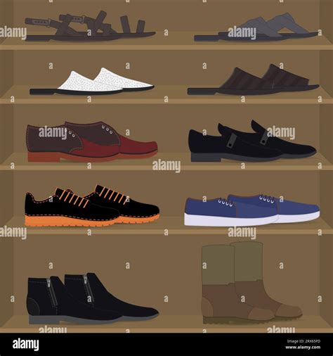 Illustrazione di diversi tipi di scarpe da uomo