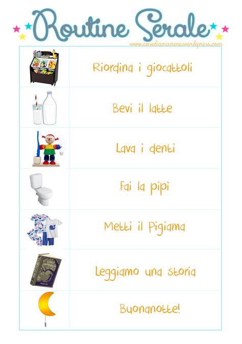 Illustrazione di una routine serale per bambini: bagno, lettura, sacco nanna