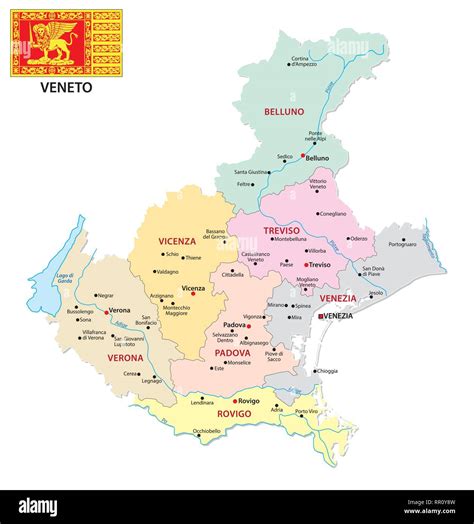 Mappa stilizzata del Veneto con i principali ospedali evidenziati