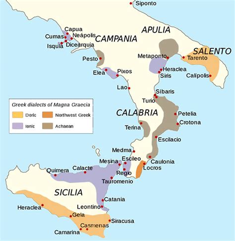 Mappa della Magna Grecia