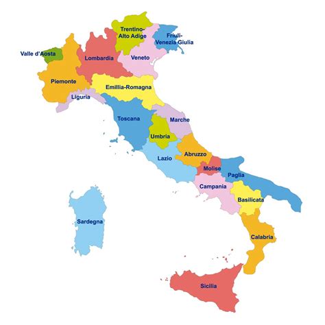 Mappa dell'Italia con evidenziate le regioni con centri di PMA