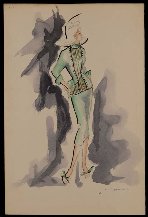 Bozzetto di un abito elegante con richiami all'heritage di Balenciaga